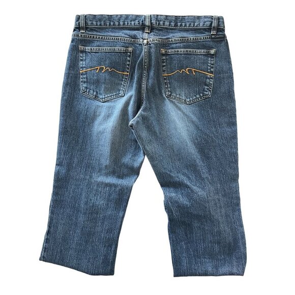 Columbia Jeans Womens 14 Blue Denim Boot Cut Leg Faded Distressed Torn - Picture 2 of 14